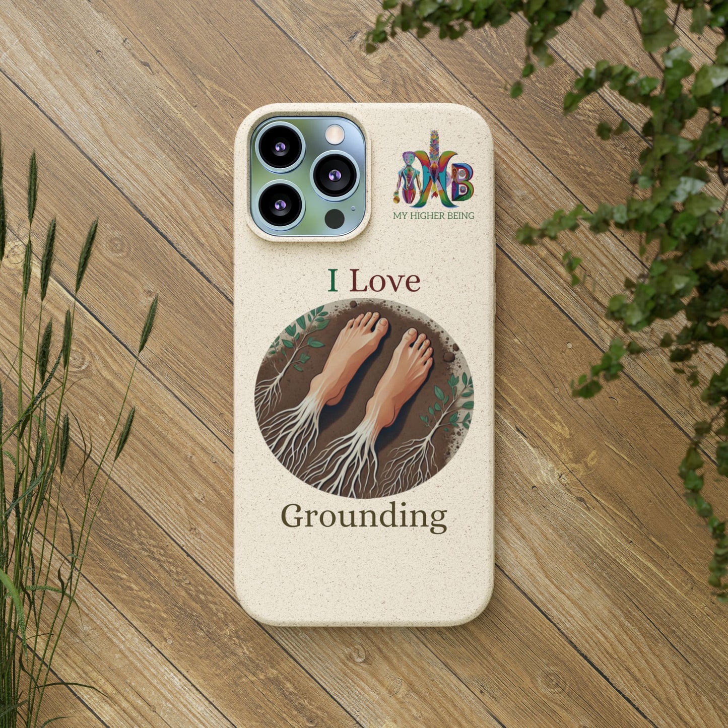 'I Love Grounding'_Plastic Free Biodegradable Phone Case