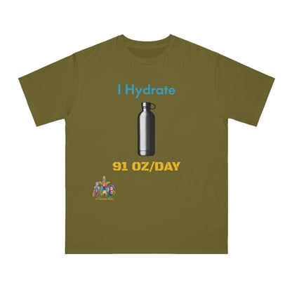 'I Hydrate 91 OZ/DAY'_100% Organic Cotton T-Shirt