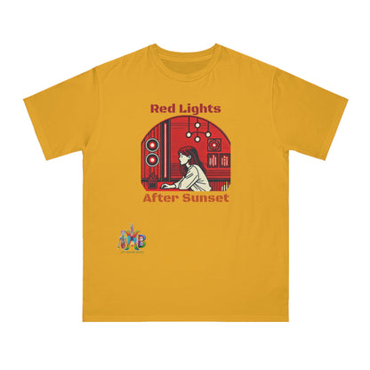'Red Lights After Susnet'_100% Organic Cotton T-Shirt