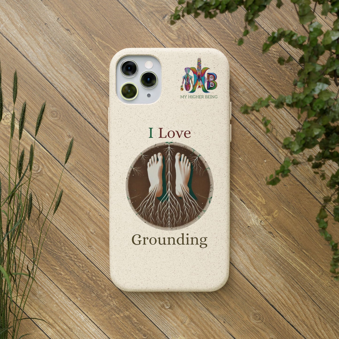 'I Love Grounding'_Plastic Free Biodegradable Phone Case
