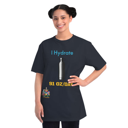 'I Hydrate 91 OZ/DAY'_100% Organic Cotton T-Shirt