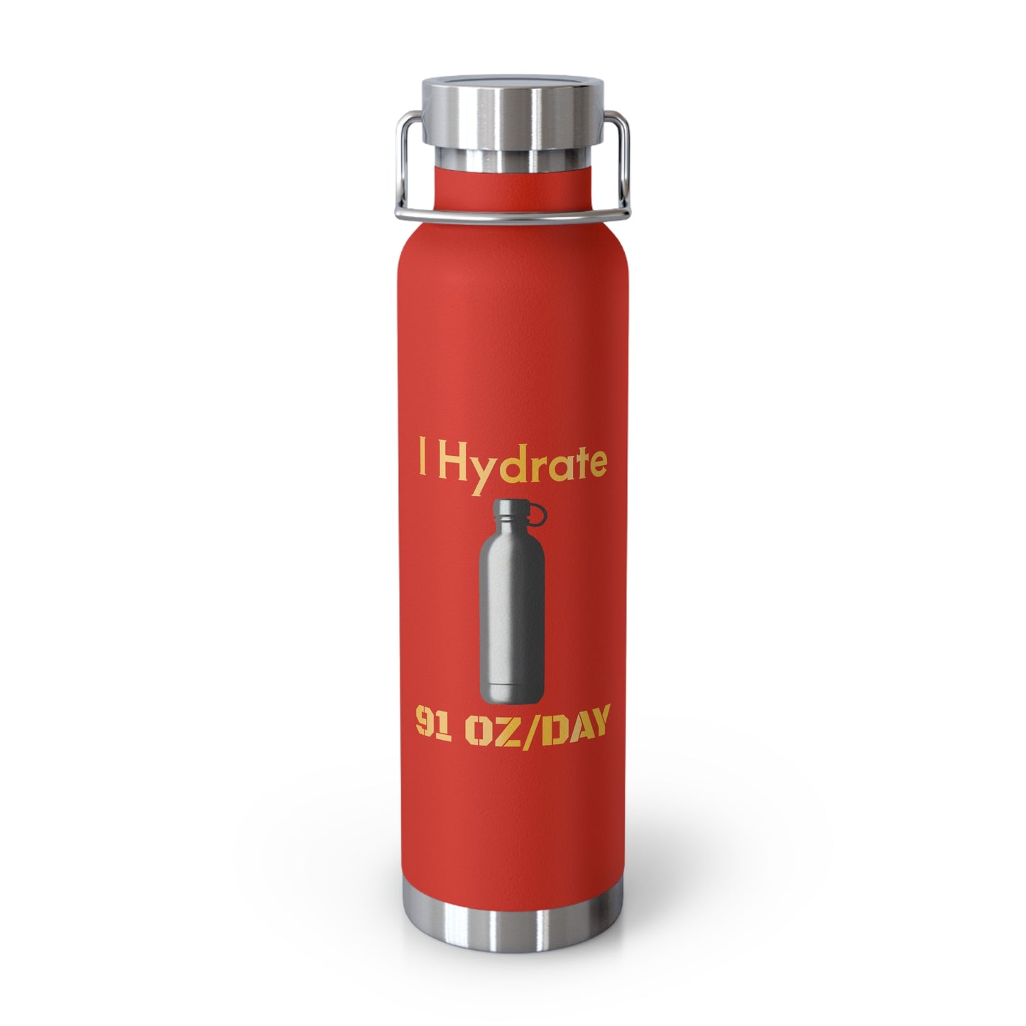 'I Hydrate 91 OZ/DAY'_Copper Vacuum Insulated Bottle, 22oz