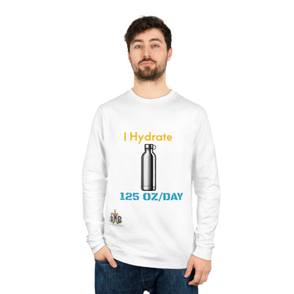 I Hydrate 125 OZ/DAY — 100% Organic Cotton Long Sleeve Tee — Design 3