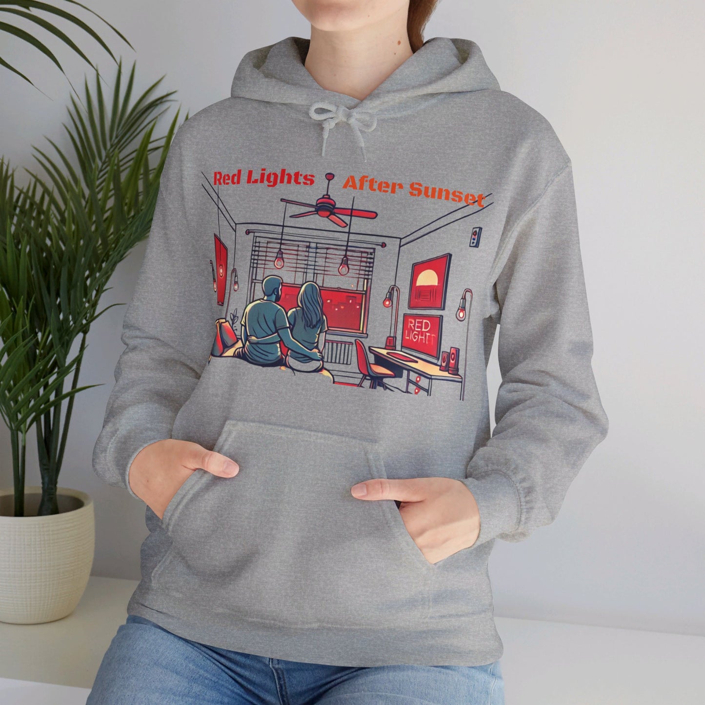 Red Lights After Sunset Couples' Hoodie - My Higher Being