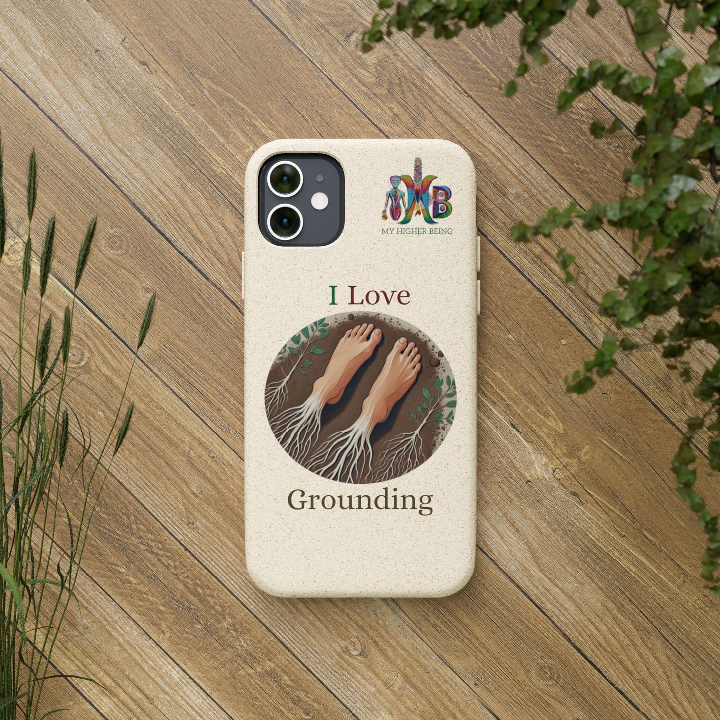 'I Love Grounding'_Plastic Free Biodegradable Phone Case