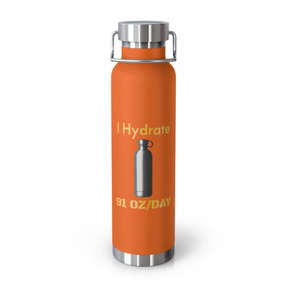 'I Hydrate 91 OZ/DAY'_Copper Vacuum Insulated Bottle, 22oz
