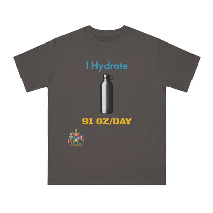'I Hydrate 91 OZ/DAY'_100% Organic Cotton T-Shirt