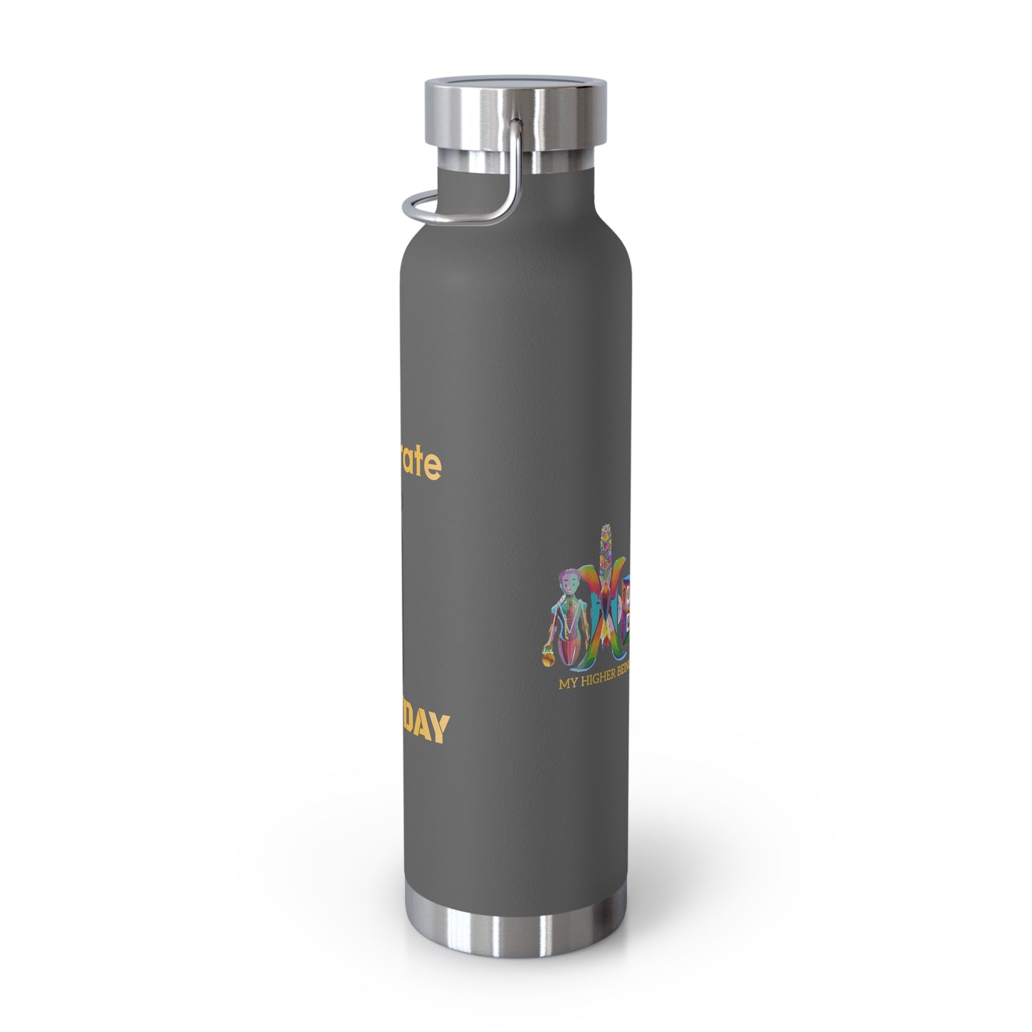 'I Hydrate 91 OZ/DAY'_Copper Vacuum Insulated Bottle, 22oz