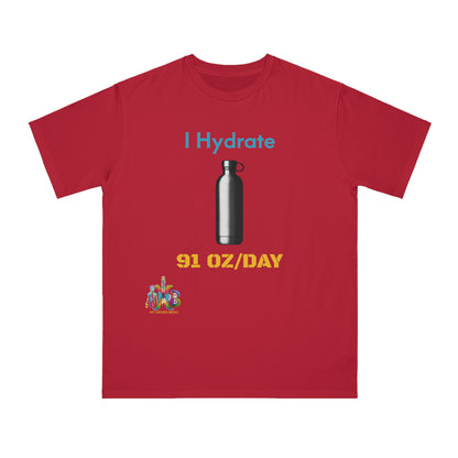 'I Hydrate 91 OZ/DAY'_100% Organic Cotton T-Shirt