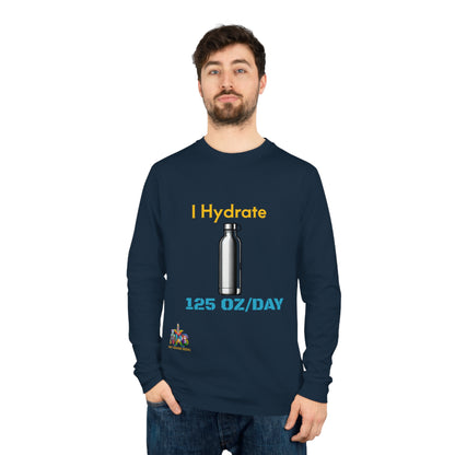 I Hydrate 125 OZ/DAY — 100% Organic Cotton Long Sleeve Tee — Design 3