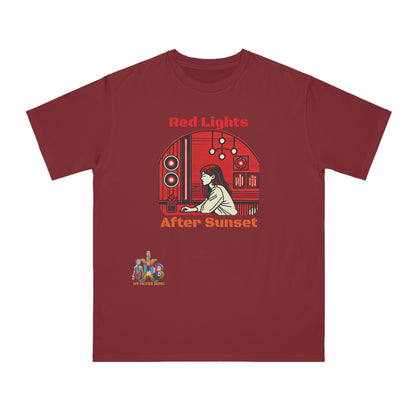 'Red Lights After Susnet'_100% Organic Cotton T-Shirt