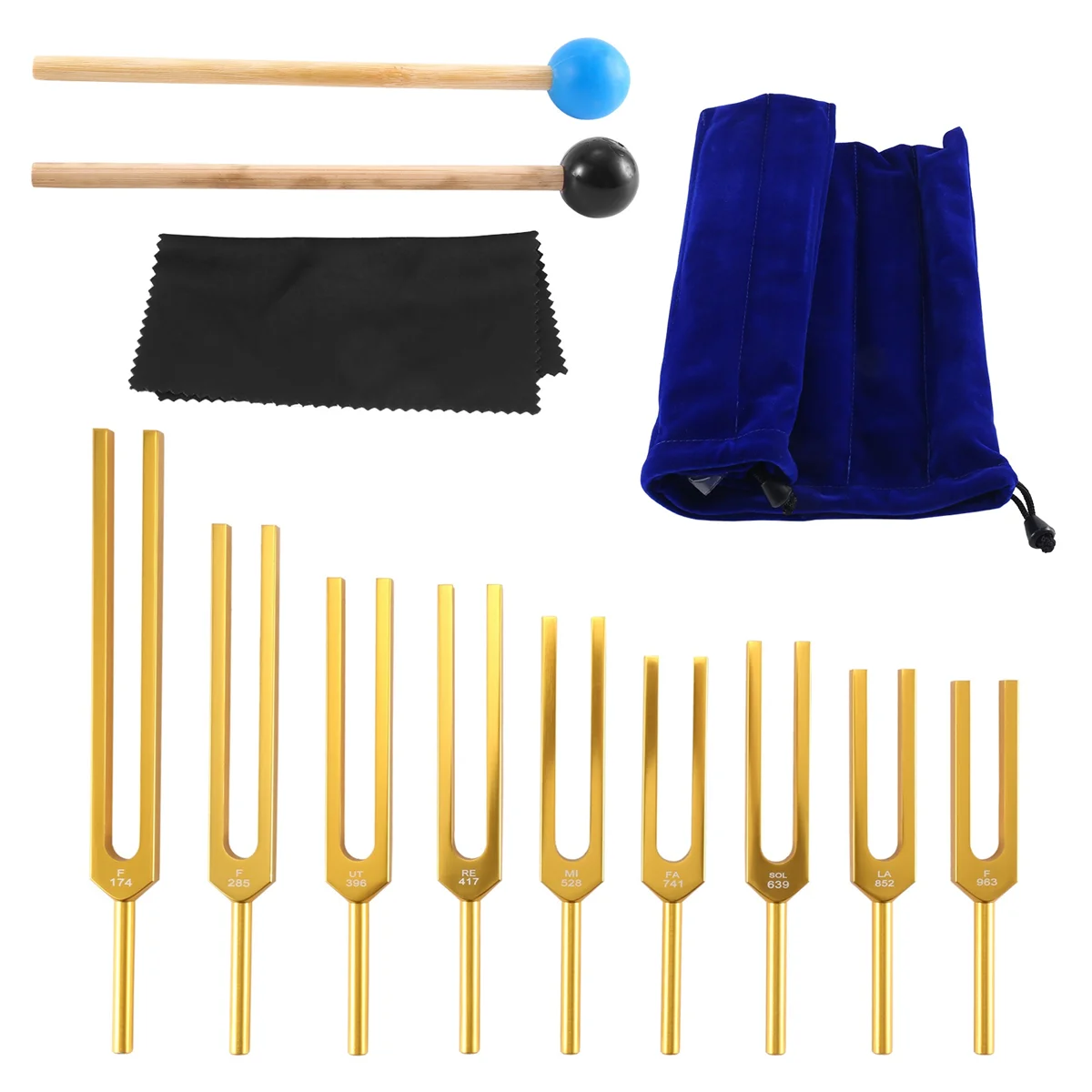 Tuning Fork Set - 9 Tuning Forks - Gold - My Higher Being