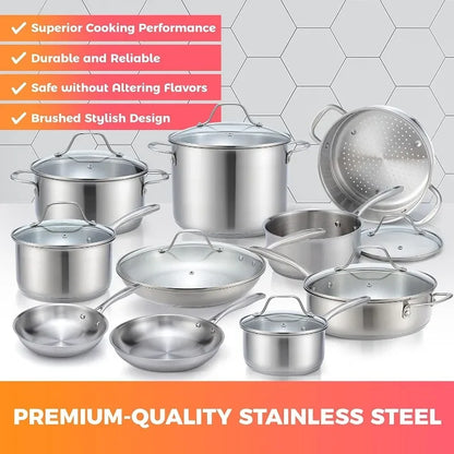 Stainless Steel Cookware - 11 or 17 Set - My Higher Being