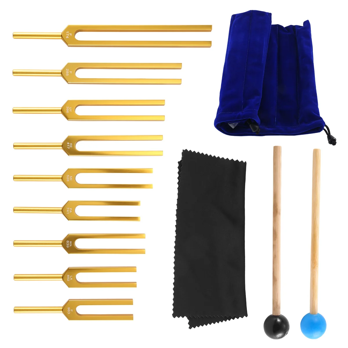 Tuning Fork Set - 9 Tuning Forks - Gold - My Higher Being