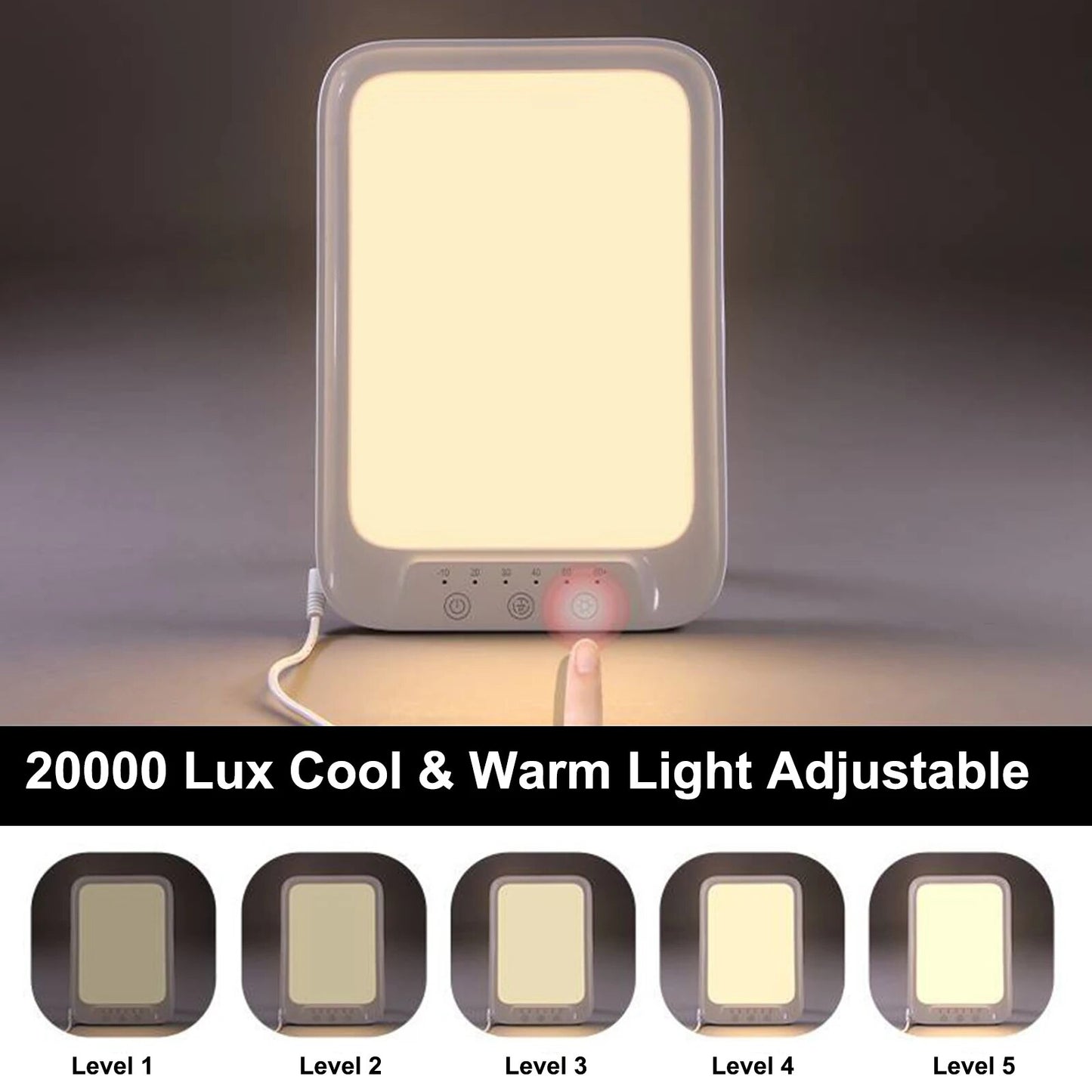 LED Therapy Lamp: 20,000 Lux, Dual-Tone, 3 Colors, 5 Brightness Levels (EU Plug) - My Higher Being