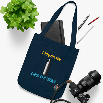 'I Hydrate 125 OZ/DAY'_100% Organic Cotton Canvas Tote Bag - My Higher Being