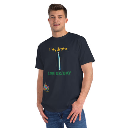 'I Hydrate 125 OZ/DAY'_100% Organic Cotton T-Shirt - My Higher Being