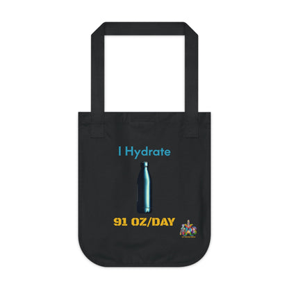 'I Hydrate 91 OZ/DAY'_100% Organic Cotton Canvas Tote Bag - My Higher Being