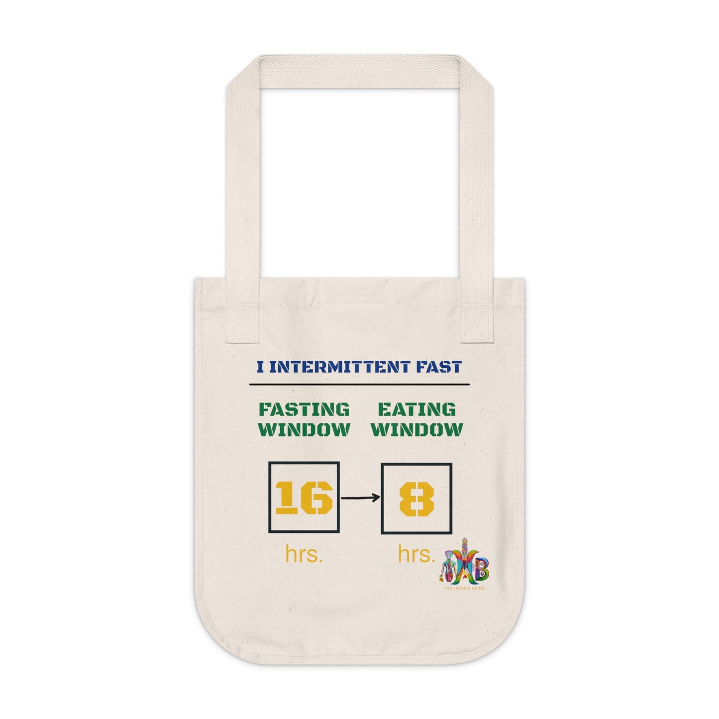 'I Intermittent Fast_16 - 8'_100% Organic Cotton Canvas Tote Bag - My Higher Being