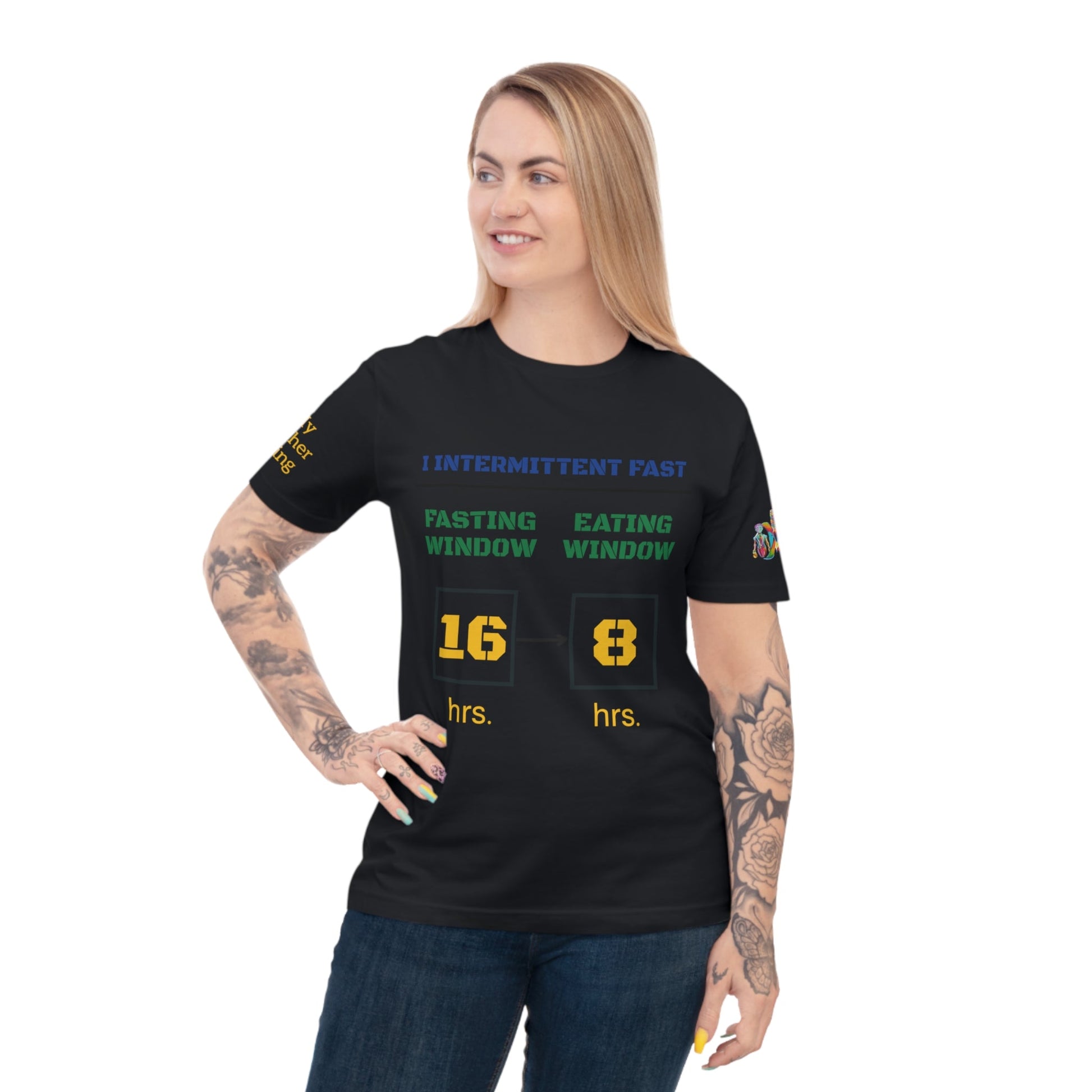 'I Intermittent Fast_16 - 8' (MHB EDITION)_100% Organic Cotton Jersey T-Shirt - My Higher Being