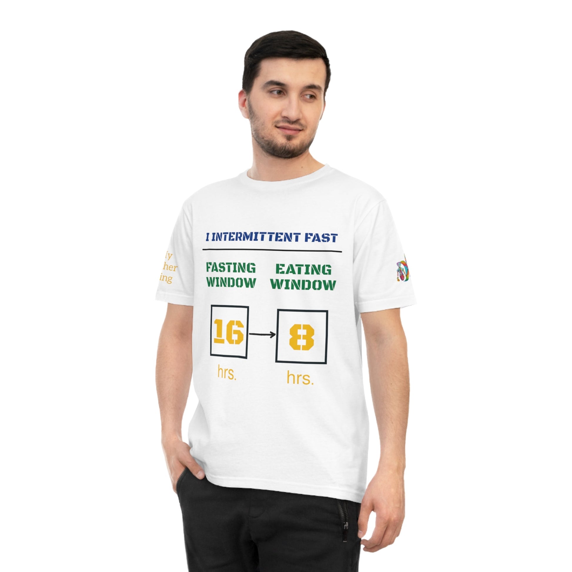 'I Intermittent Fast_16 - 8' (MHB EDITION)_100% Organic Cotton Jersey T-Shirt - My Higher Being