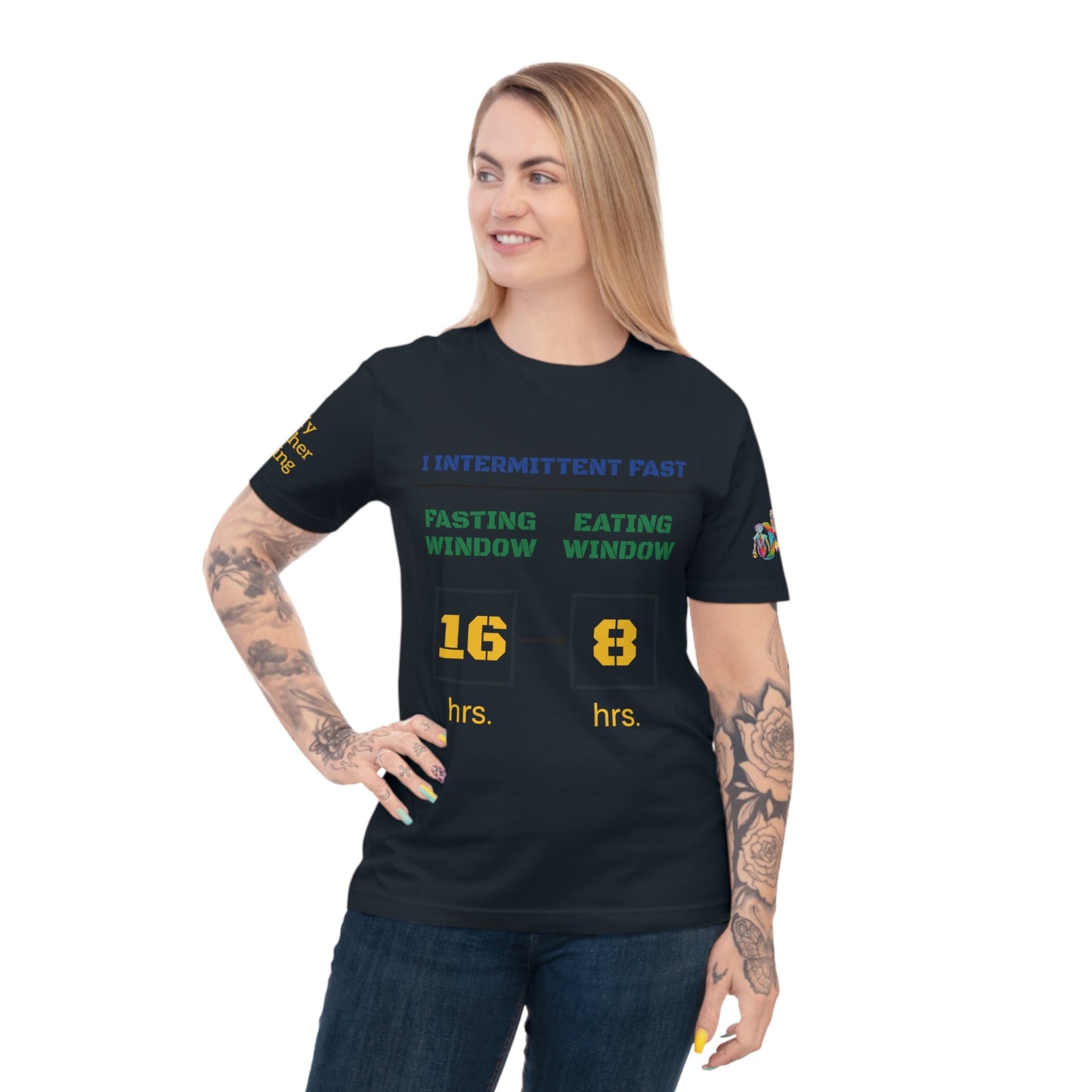 'I Intermittent Fast_16 - 8' (MHB EDITION)_100% Organic Cotton Jersey T-Shirt - My Higher Being