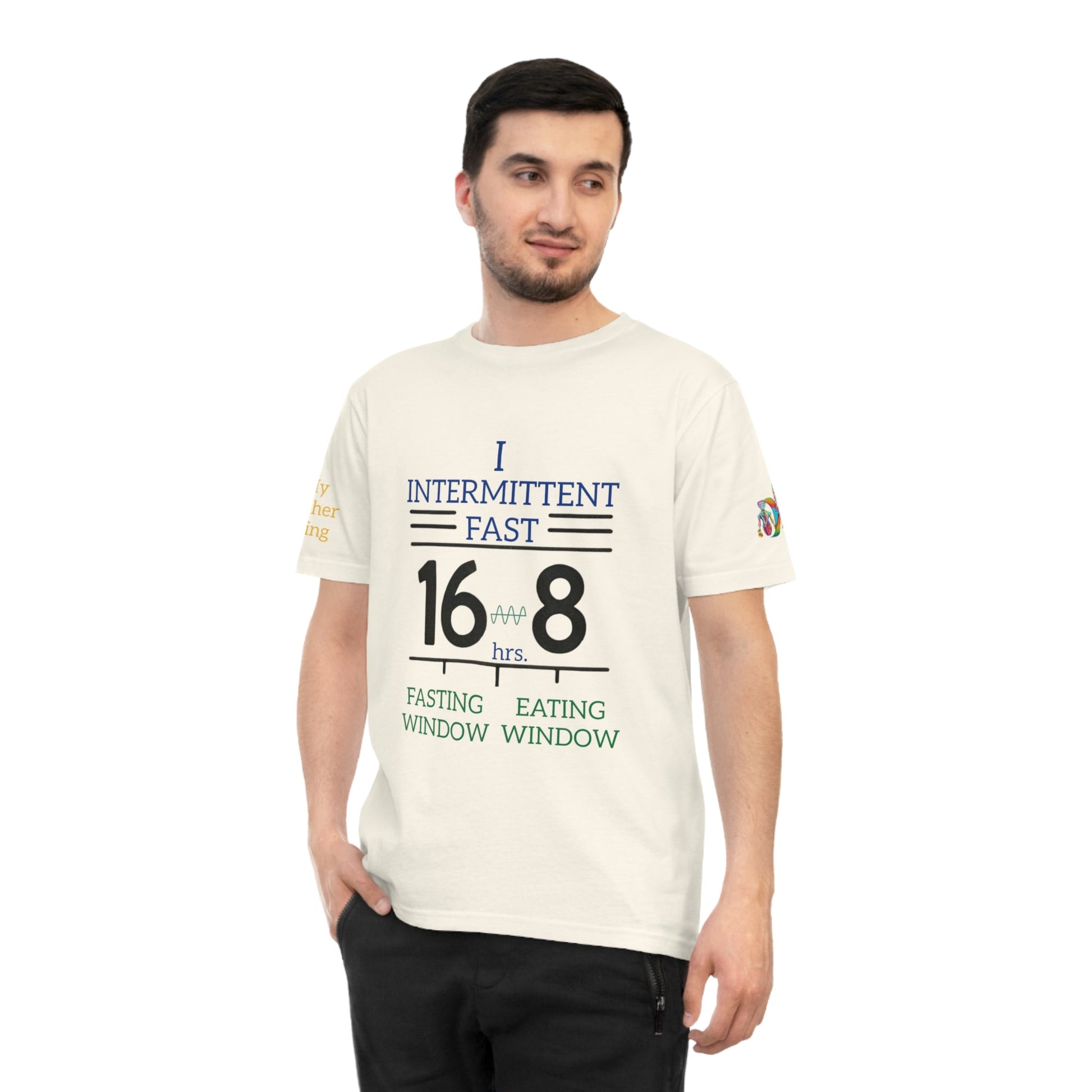 'I Intermittent Fast_16 - 8' (MHB EDITION)_100% Organic Cotton Jersey T-Shirt - My Higher Being