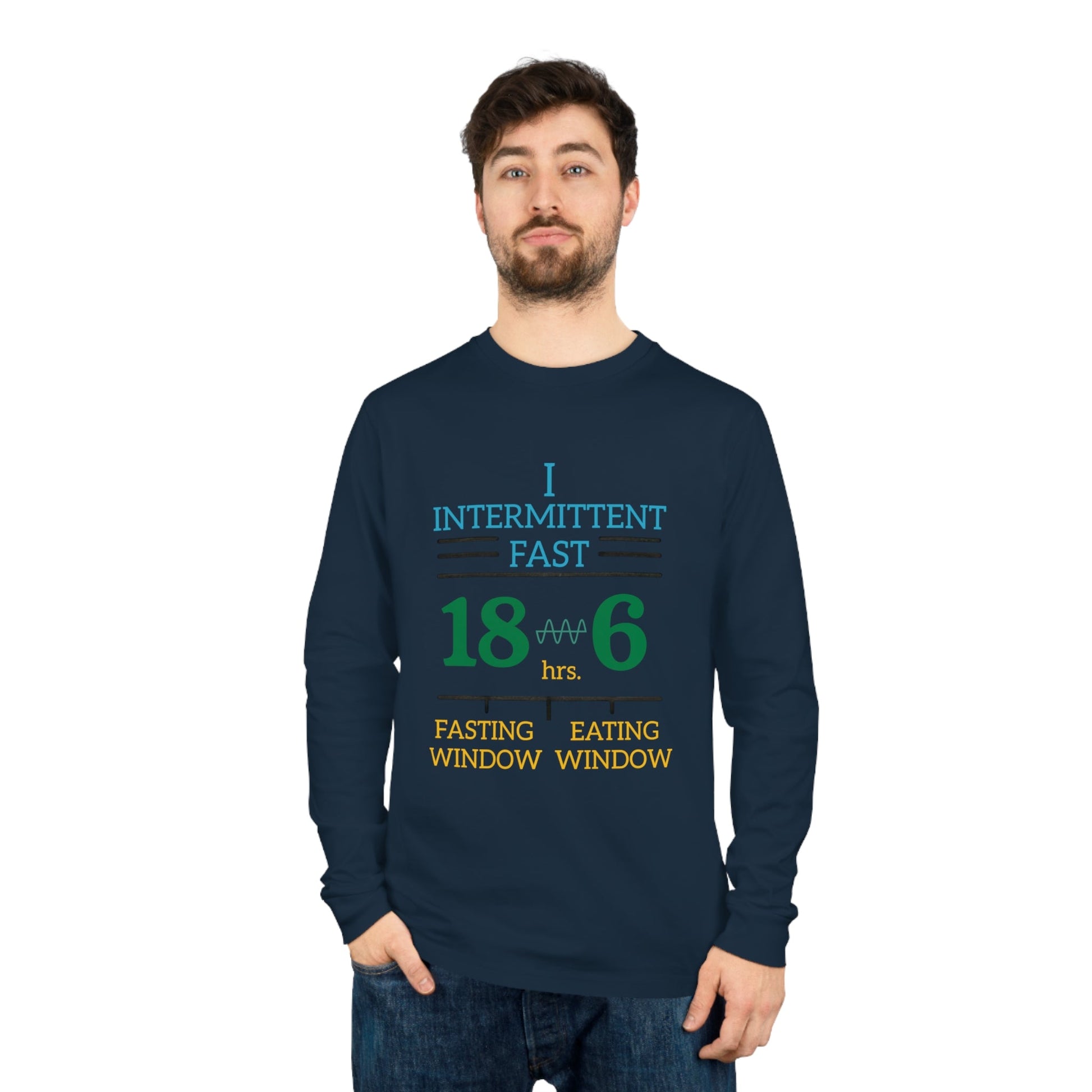 'I Intermittent Fast_18 - 6'_100% Organic Cotton Long Sleeve Tee - My Higher Being