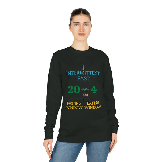 'I Intermittent Fast_20 - 4'_100% Organic Cotton Long Sleeve Tee - My Higher Being