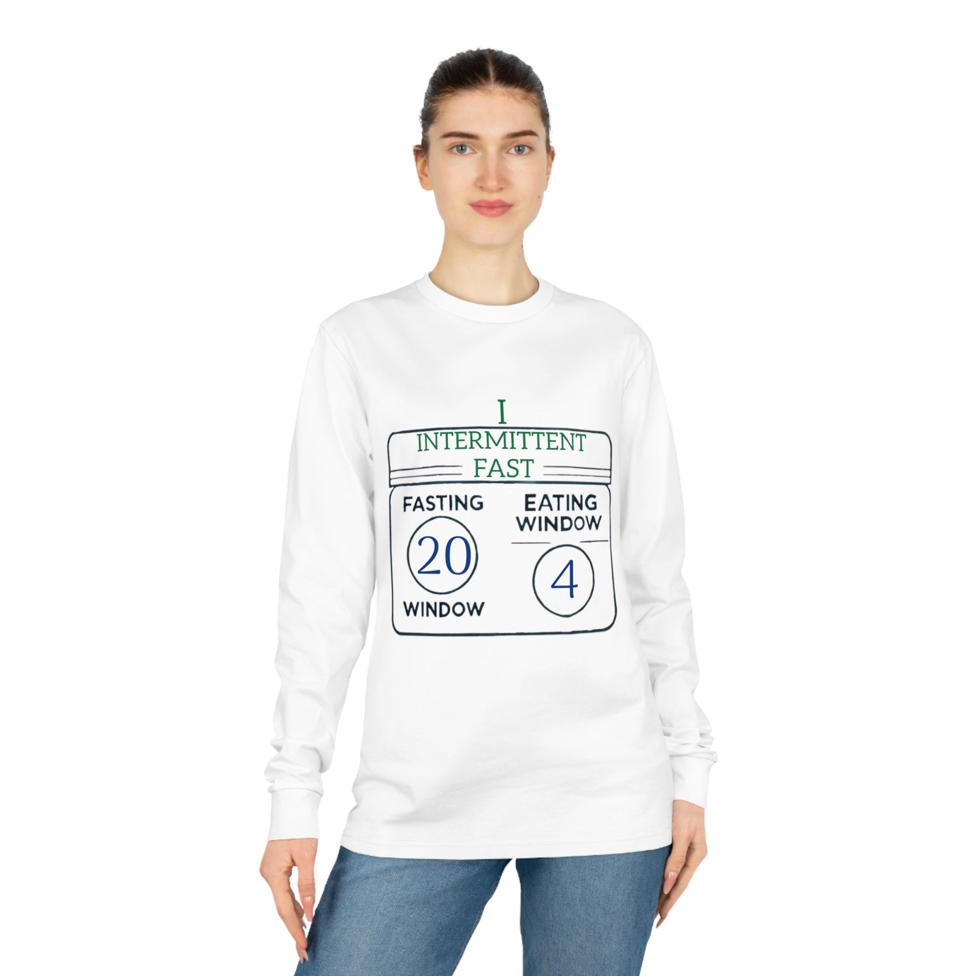 'I Intermittent Fast_20 - 4'_100% Organic Cotton Long Sleeve Tee - My Higher Being