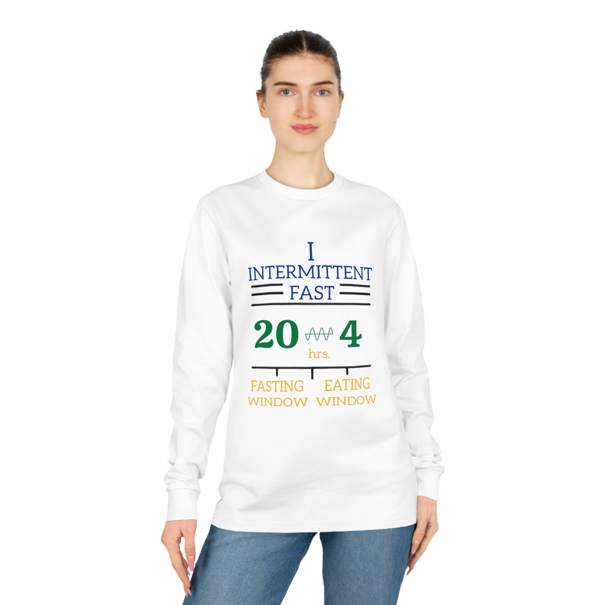 'I Intermittent Fast_20 - 4'_100% Organic Cotton Long Sleeve Tee - My Higher Being