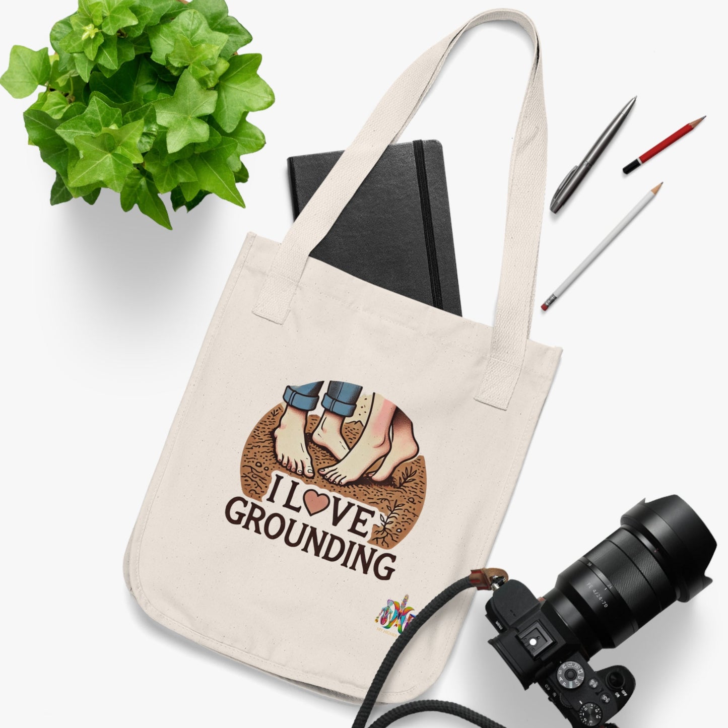 'I Love Grounding'_100% Organic Cotton Canvas Tote Bag - My Higher Being