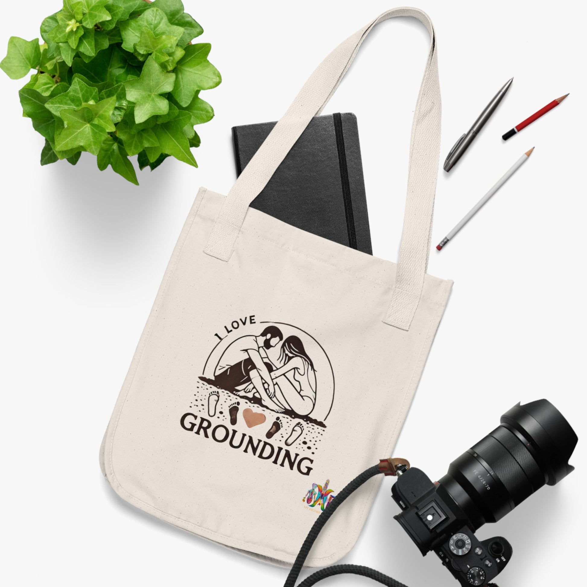 'I Love Grounding'_100% Organic Cotton Canvas Tote Bag - My Higher Being