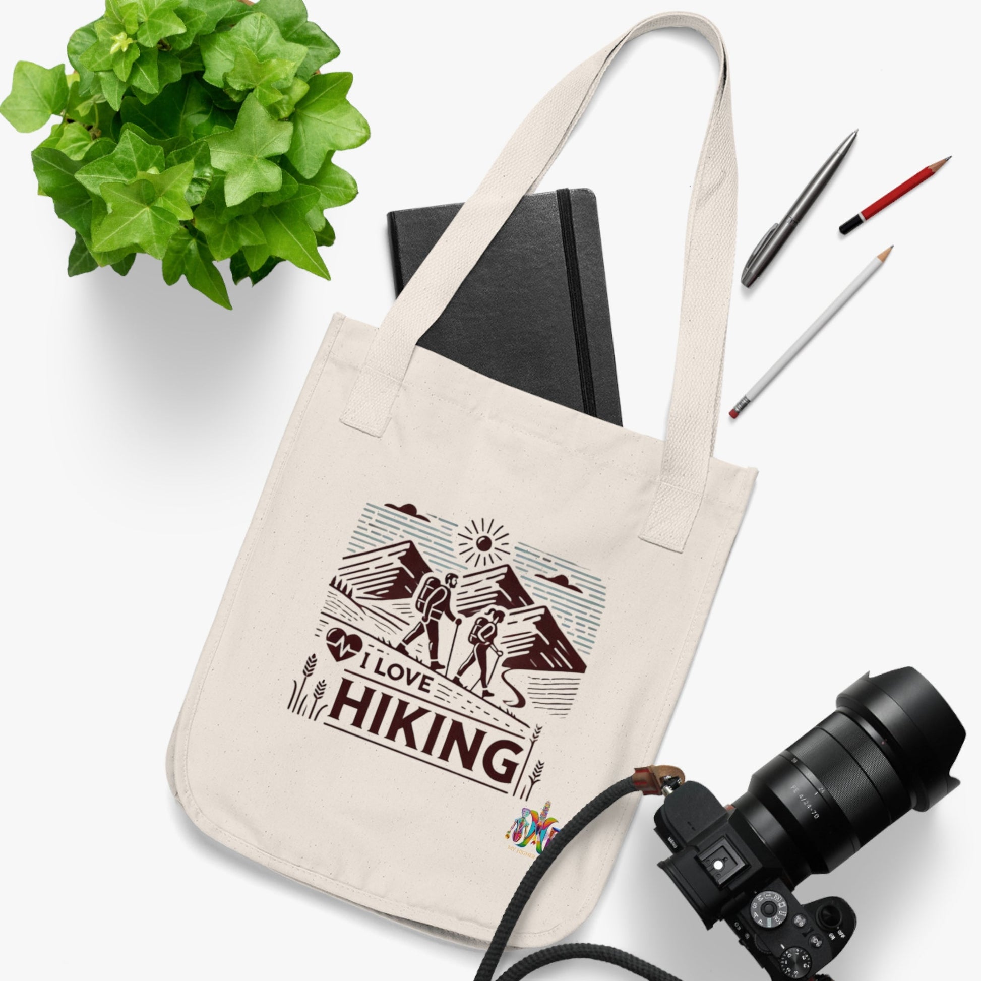 'I Love Hiking'_100% Organic Cotton Canvas Tote Bag - My Higher Being