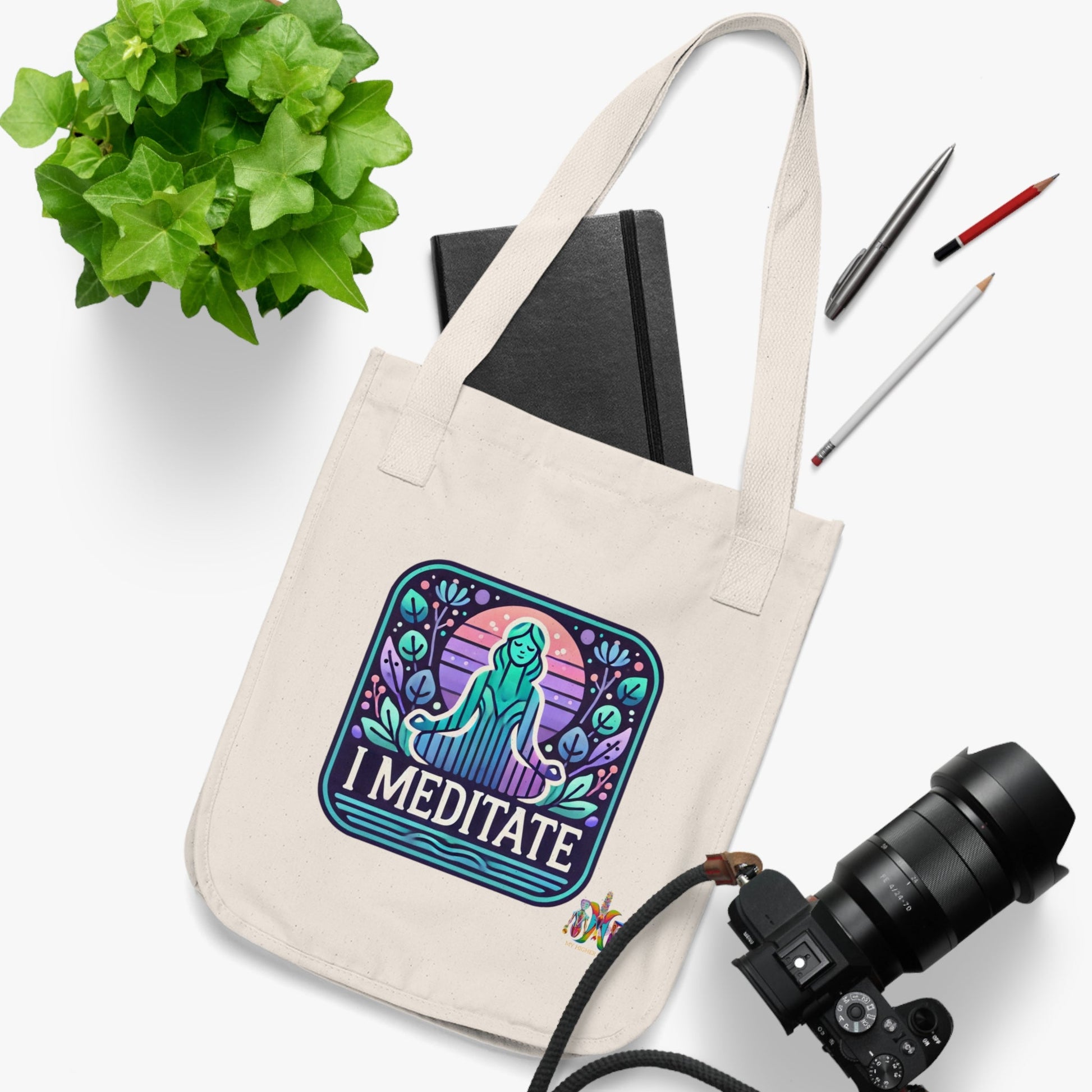 'I Meditate'_100% Organic Cotton Canvas Tote Bag - My Higher Being