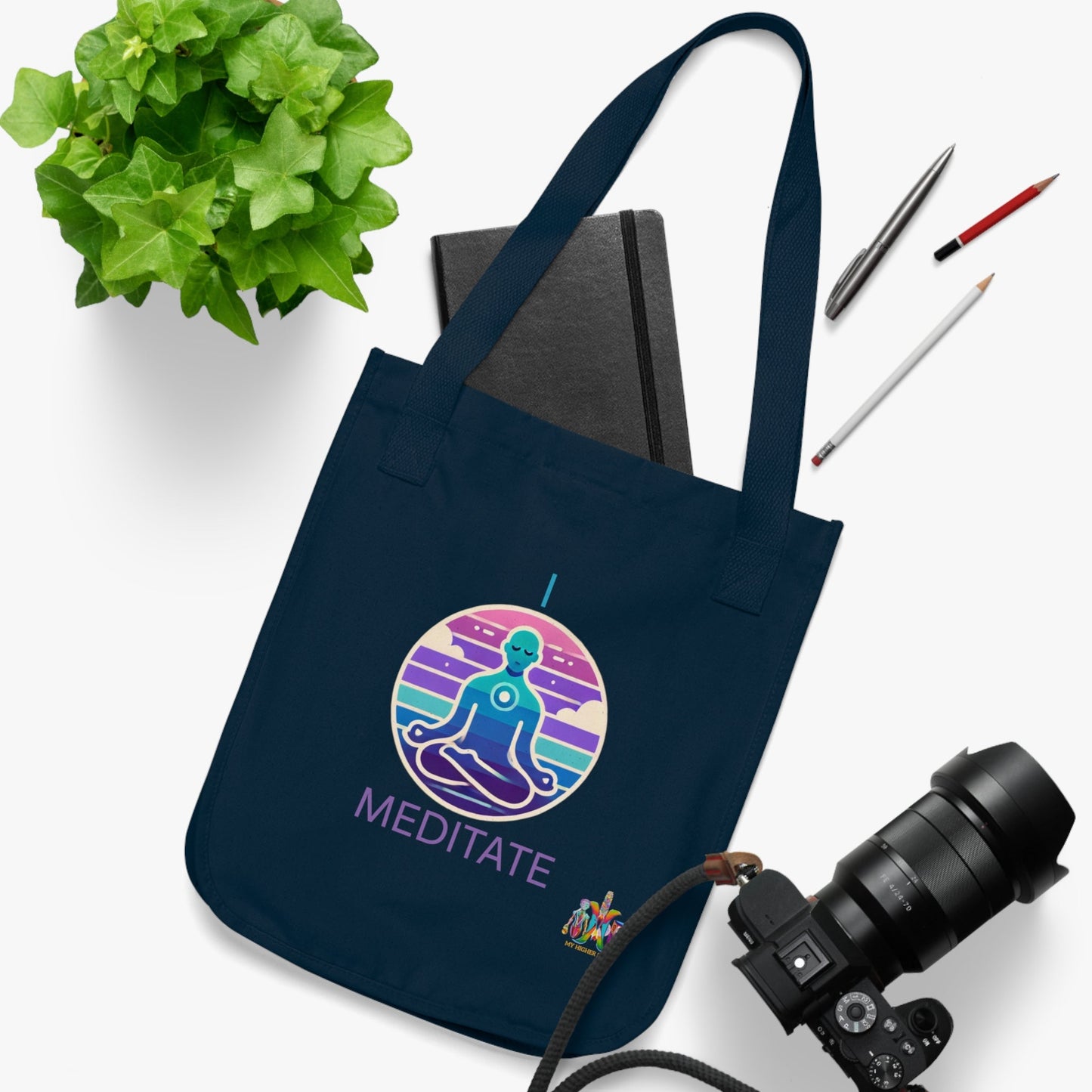 'I Meditate'_100% Organic Cotton Canvas Tote Bag - My Higher Being