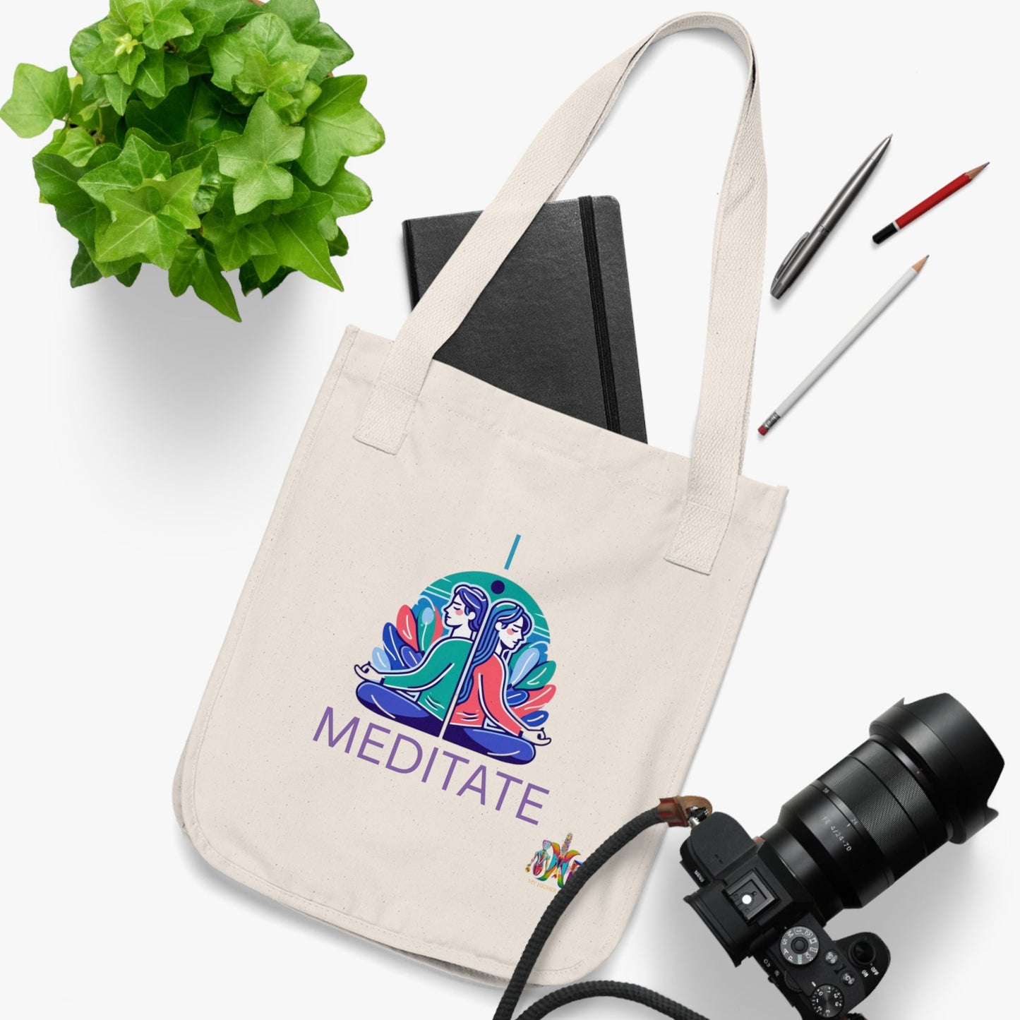 'I Meditate'_100% Organic Cotton Canvas Tote Bag - My Higher Being