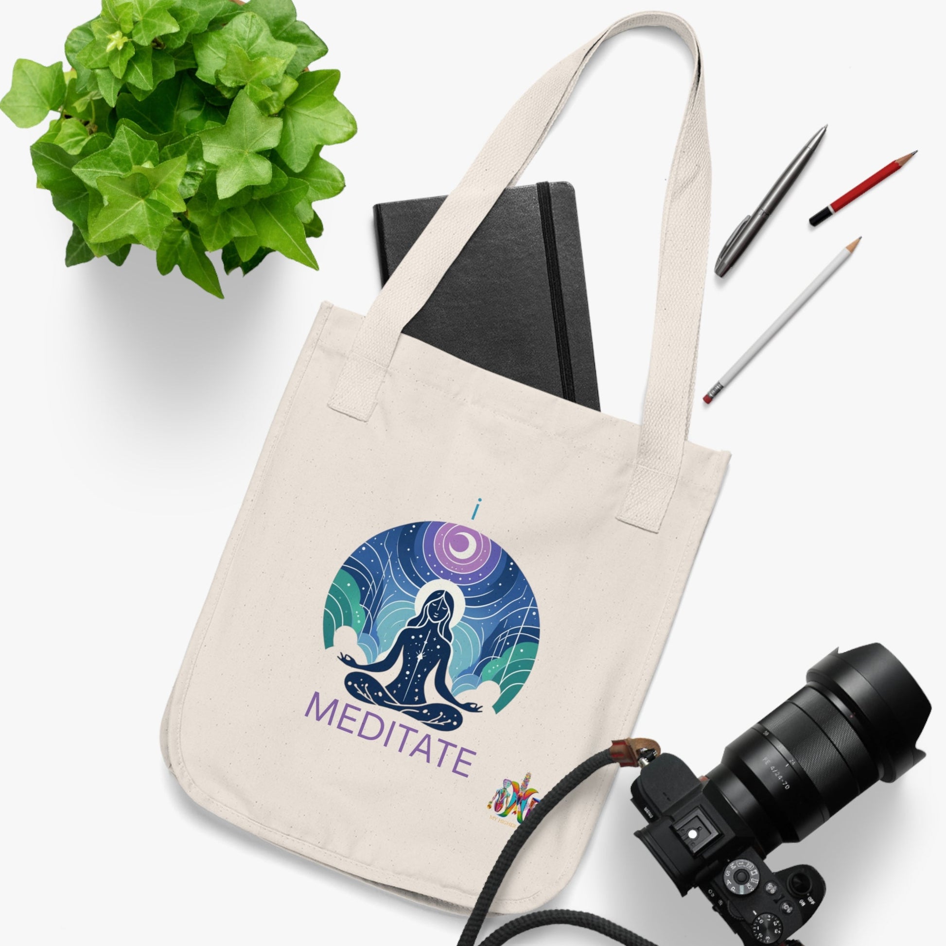 'I Meditate'_100% Organic Cotton Canvas Tote Bag - My Higher Being