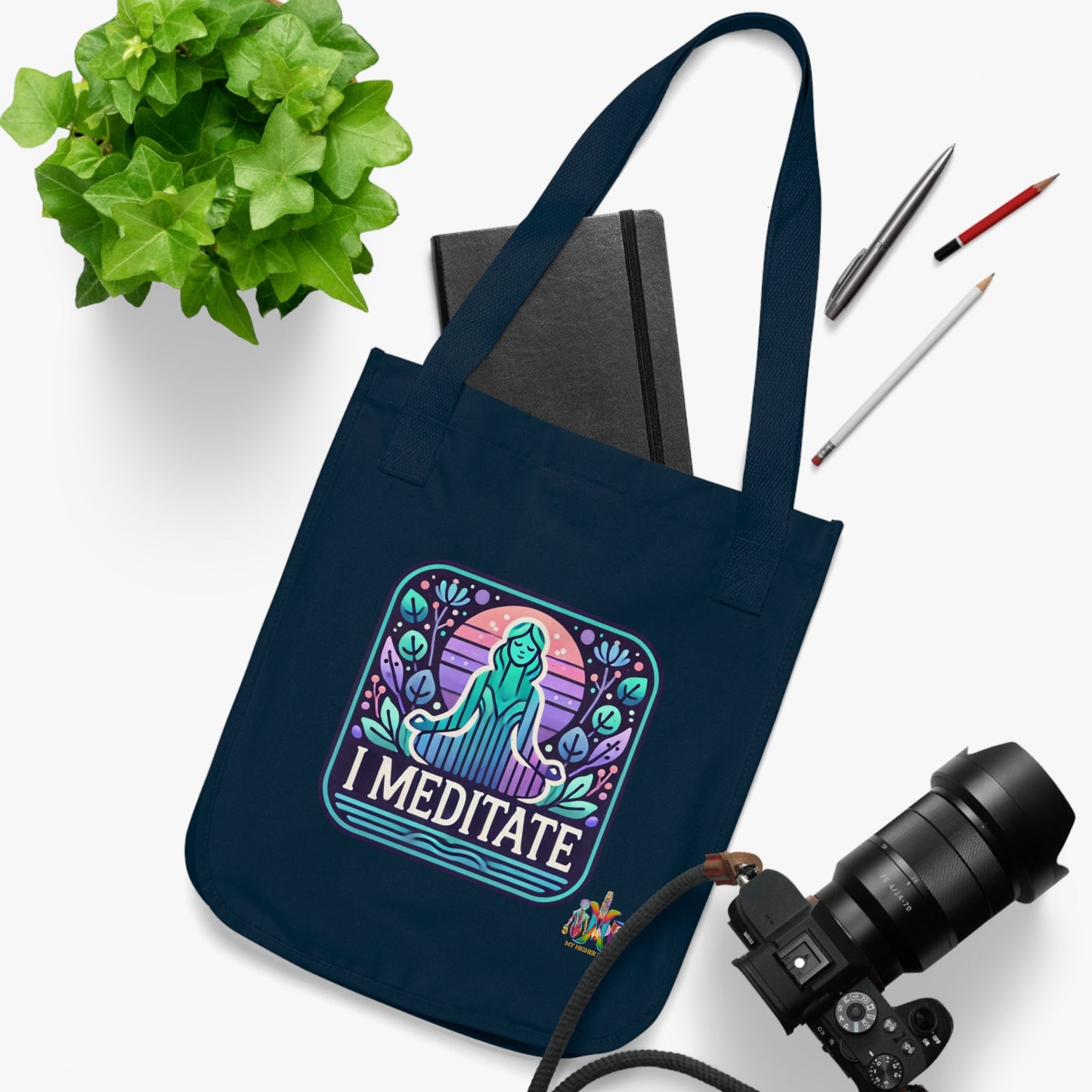 'I Meditate'_100% Organic Cotton Canvas Tote Bag - My Higher Being