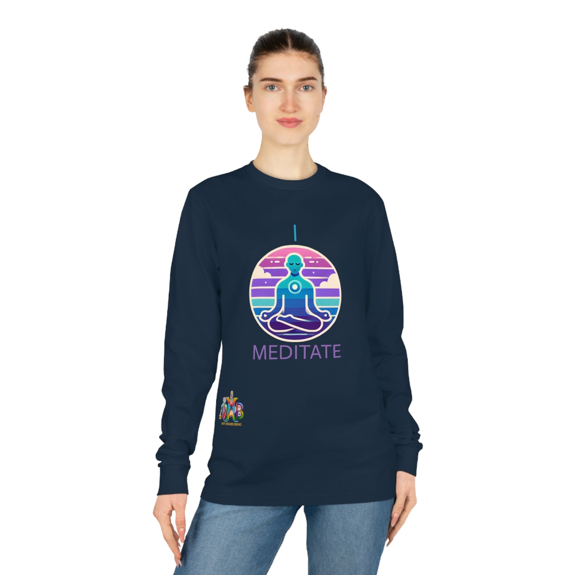 'I Meditate'_100% Organic Cotton Long Sleeve Tee - My Higher Being