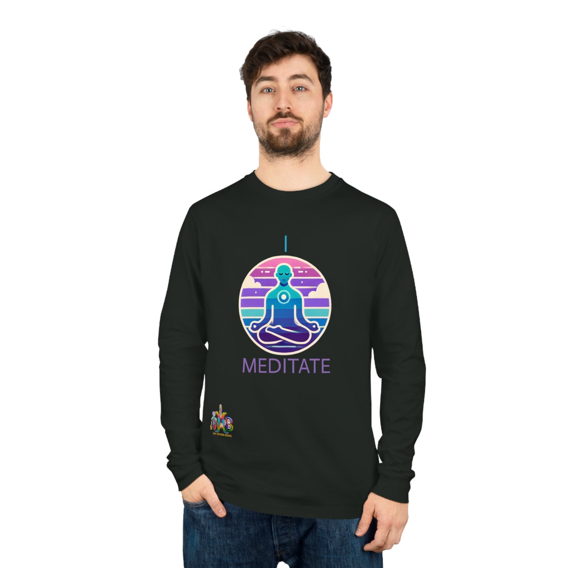 'I Meditate'_100% Organic Cotton Long Sleeve Tee - My Higher Being