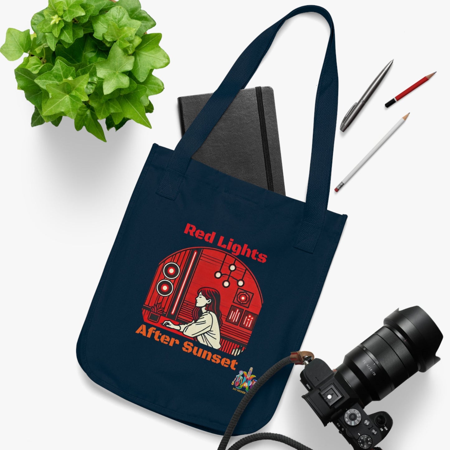 'Red Lights After Sunset'_100% Organic Cotton Canvas Tote Bag - My Higher Being