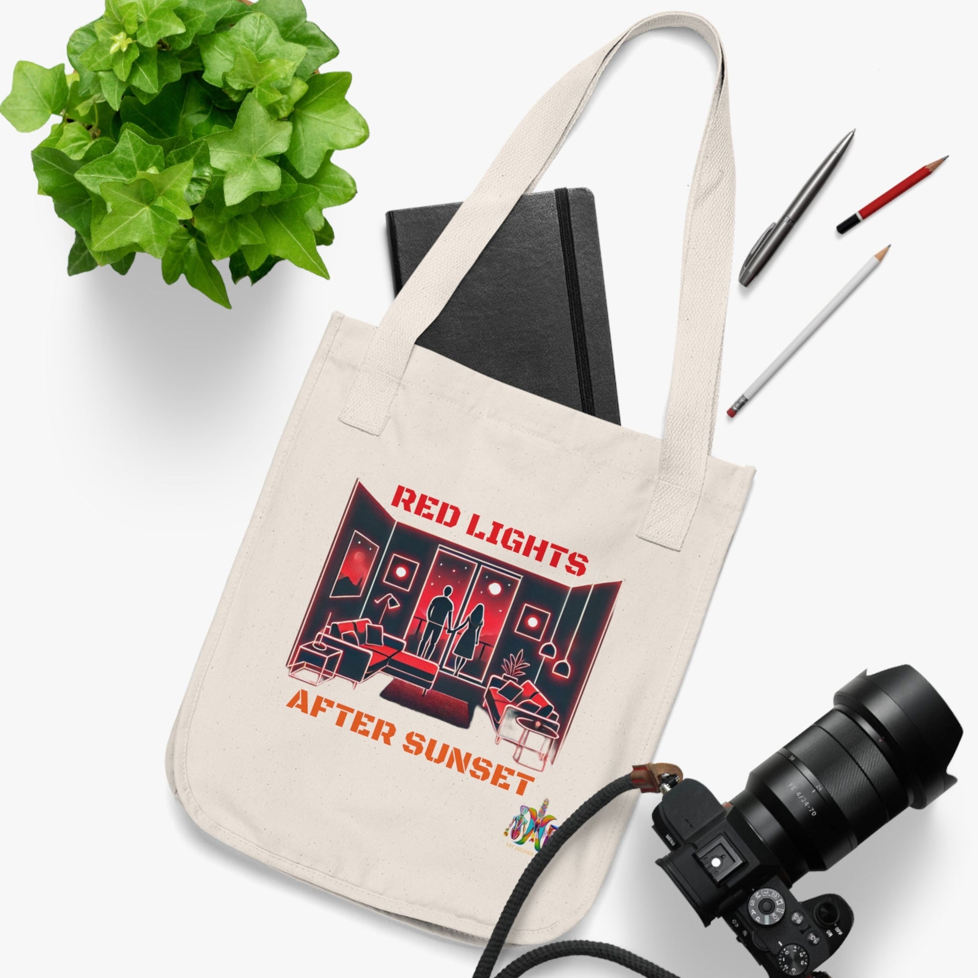 'Red Lights After Sunset'_100% Organic Cotton Canvas Tote Bag - My Higher Being