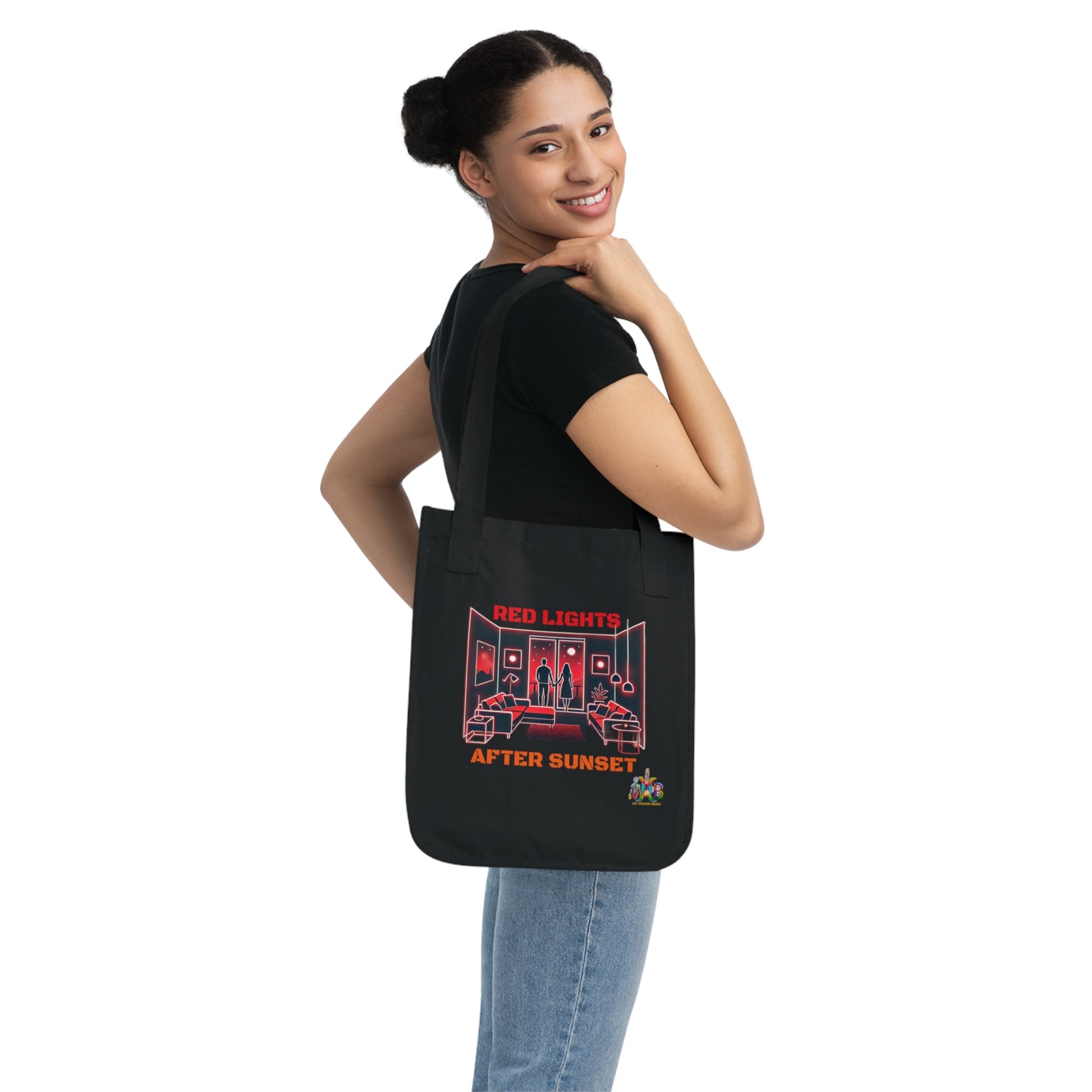 'Red Lights After Sunset'_100% Organic Cotton Canvas Tote Bag - My Higher Being