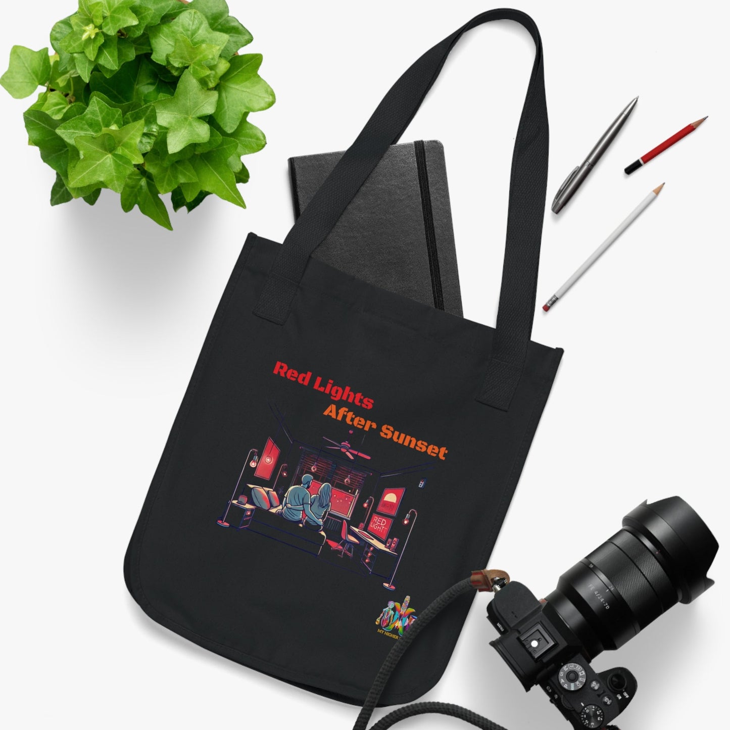 'Red Lights After Sunset'_100% Organic Cotton Canvas Tote Bag - My Higher Being