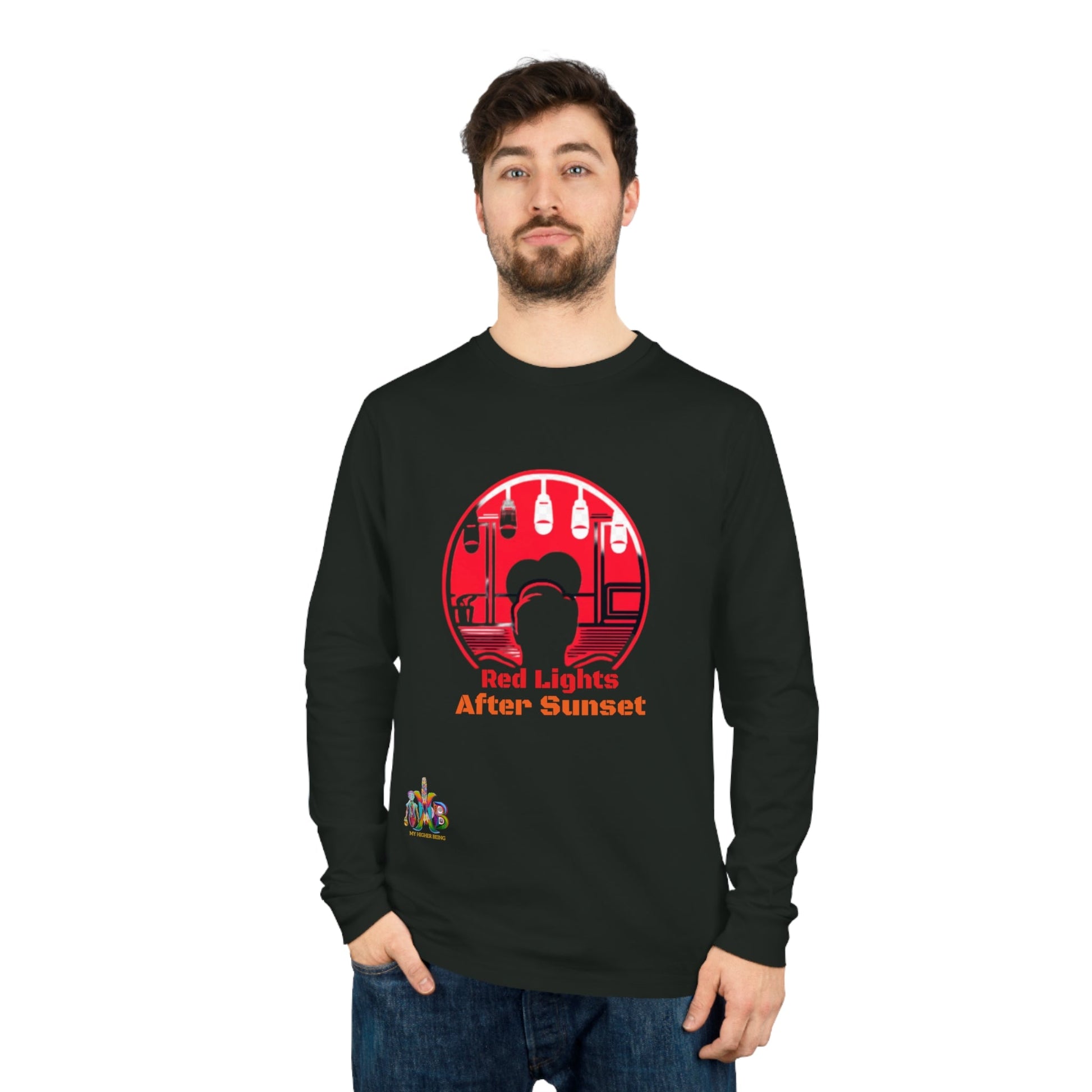 'Red Lights After Sunset'_100% Organic Cotton Long Sleeve Tee - My Higher Being