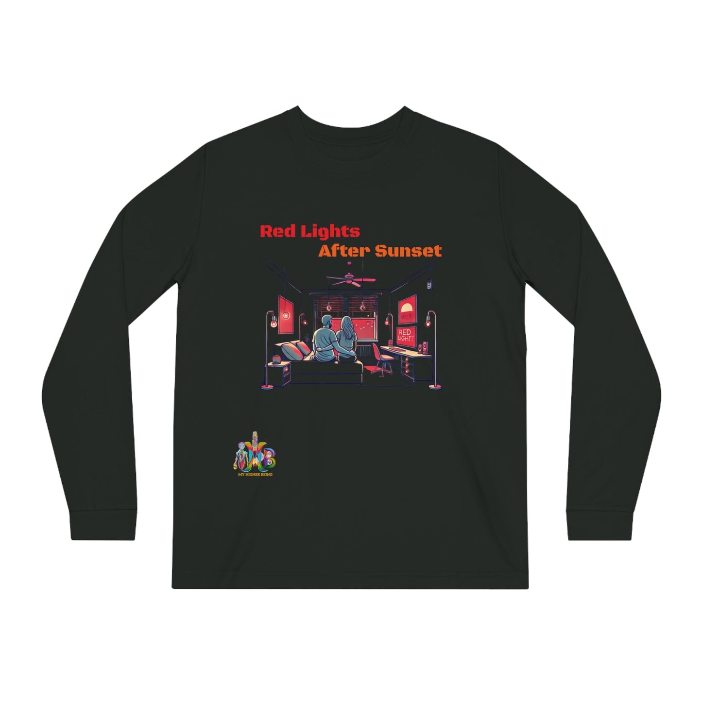 'Red Lights After Sunset'_100% Organic Cotton Long Sleeve Tee - My Higher Being