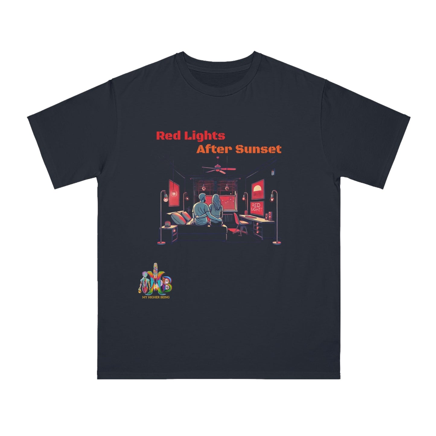 'Red Lights After Susnet'_100% Organic Cotton T-Shirt - My Higher Being