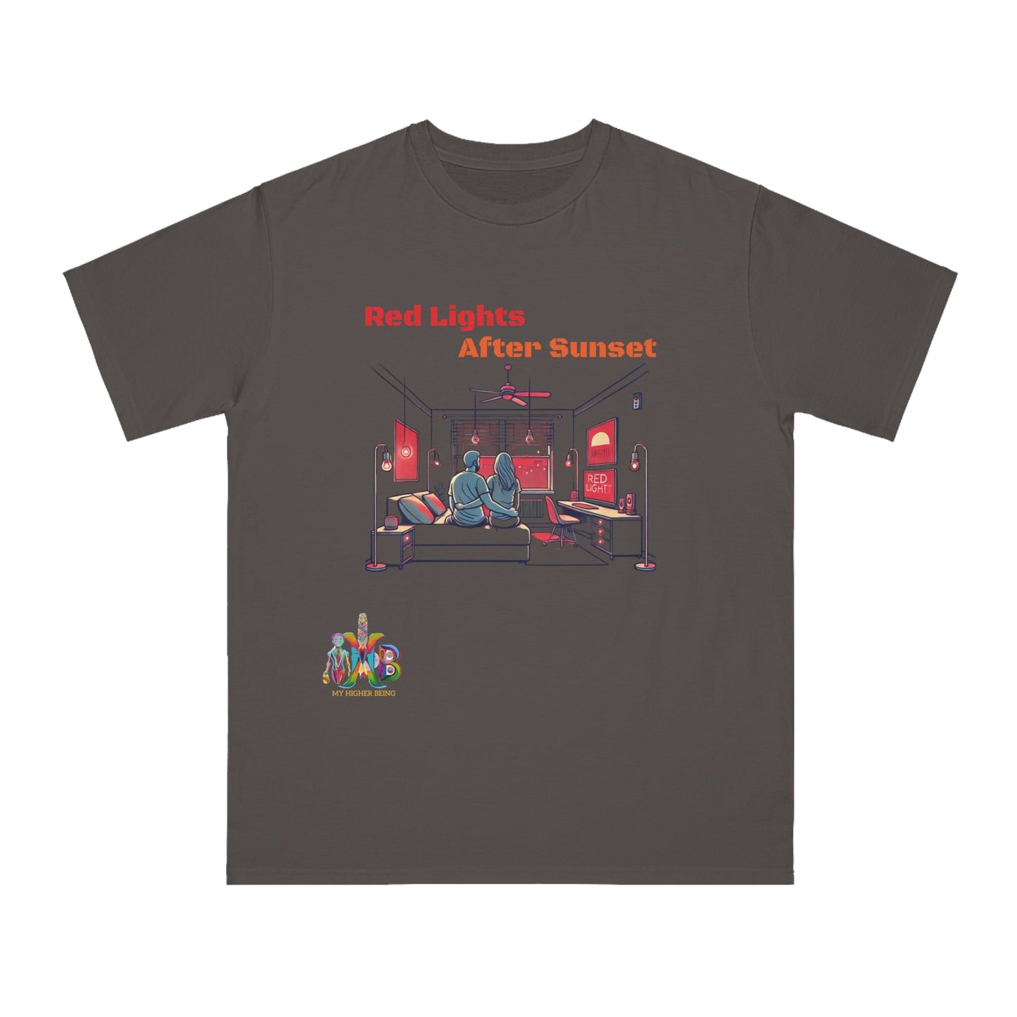 'Red Lights After Susnet'_100% Organic Cotton T-Shirt - My Higher Being