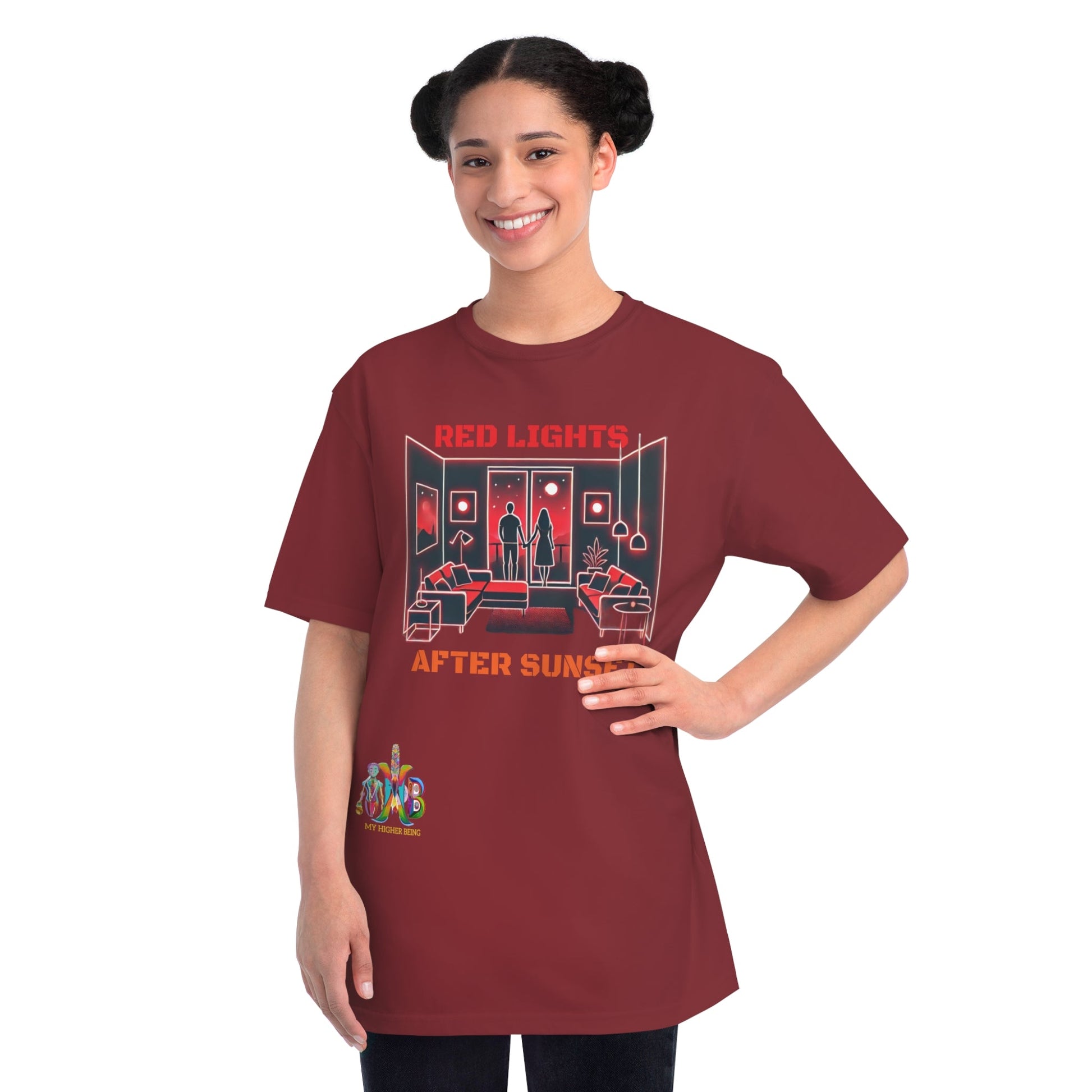 'Red Lights After Susnet'_100% Organic Cotton T-Shirt - My Higher Being